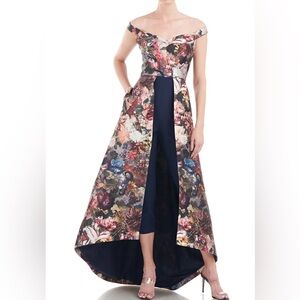 Kay Unger Floral High Low Walk Through Dress